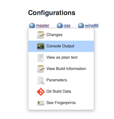 Viewing the build output for a specific builder